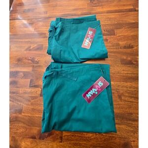 2 SIVVAN Unisex 2X Green Solid Twill Polyester Medical Scrub Pants 078